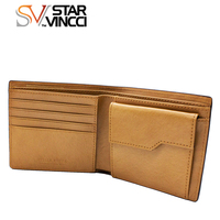 Dompet Kulit Vintage Desainer Berlapis Patchwork untuk Pria, Dompet Lipat Dua dengan Banyak Slot Kartu dan Kantong Koin, Pewarnaan Tangan