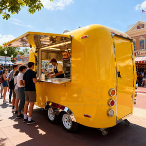 Moderno Food Truck <span class=keywords><strong>de</strong></span> Acero Inoxidable para Comida Rápida al Aire Libre, Carrito Móvil para Queso, <span class=keywords><strong>Helado</strong></span>, Waffles, Crepas, Postres, Panqueques y Donas - Product Image 3