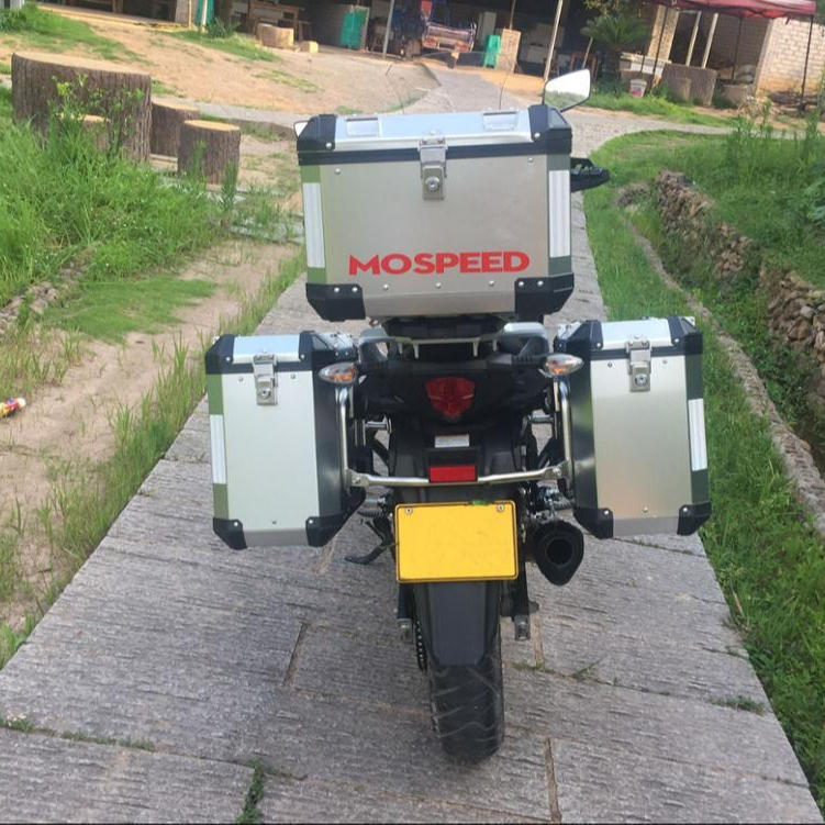 Дешевый серебристый боковой ящик для хранения мотоцикла, седельные сумки 42L для хранения Dl250 Suzuki