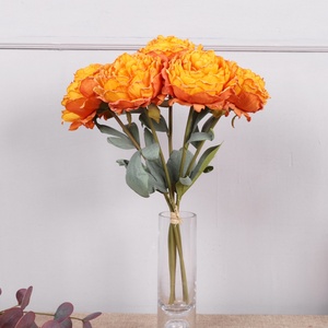 Bouquet de fleurs de pivoine en tissu artificiel de couleur style automne Qihao pour centre de table, décoration de mariage - Product Image 3