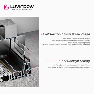 Cửa Trượt Bằng Nhôm Hai Lớp Khí Nén Tự Động Tự Đóng Mới Kính Ba Lớp Thấp Thiết Kế Mới Cửa Trượt Bằng Nhôm - Product Image 6