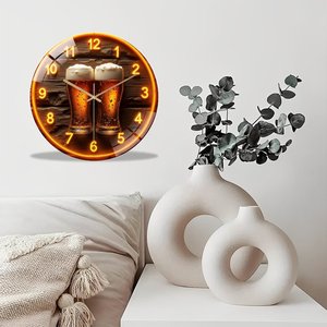 Horloge ronde en verre silencieuse personnalisée 30 cm, initiales personnalisées, design moderne, maison, bureau - Product Image 3