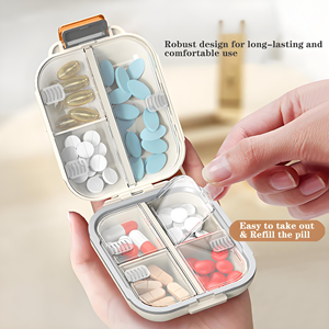 Boîte à pilules portable en plastique, organiseur de médicaments sept jours par semaine, compartimenté, conteneur de rangement scellé pour bijoux - Product Image 5