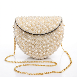 Craftstages International Indian Artisan Crafted Exquisite Metal Pearl Mosaic Flap Closure Velvet Lining Evening Clutch Women's - Product Image 1