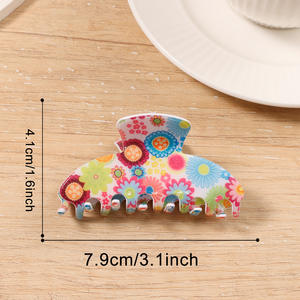 Pinza de Pelo con Estampado Floral para Primavera/Verano, Pinza de Pelo Grande de Acrílico Plástico Colorido, Accesorio para el Cabello - Product Image 5