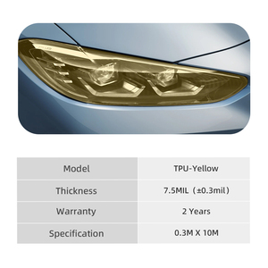 Película Protectora para Faros de Coche, Material TPH Coreano de 7.5mil, Tinte Amarillo para Faros Delanteros y Traseros, Personalización Automotriz, Precio Económico - Product Image 4