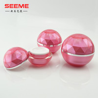 Pot de crème sphérique pour perceuse Pot de crème acrylique couleur rose Récipient cosmétique en plastique Emballage