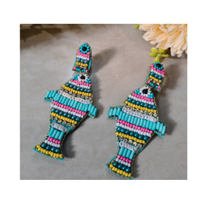 Pendientes artesanales con cuentas, joyería hecha a mano con cuentas de semillas, diseño de moda único, accesorios ligeros y llamativos para mujer - Product Image 3