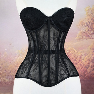 Élégant haut corset structuré sans bretelles en dentelle et maille, style bustier, pour séance photo de mariage, tenue de soirée formelle - Product Image 5