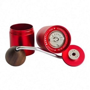 Molinillo de Café Manual Pequeño con Núcleo de Titanio Dorado, Cuerpo de Aleación de Aluminio, Muela de Acero Inoxidable 420 y Perilla de Nogal - Product Image 2