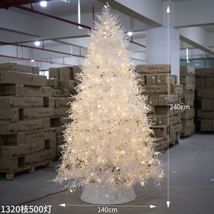 Árbol de Navidad de PVC con Ramas Blancas Secas, Decoración Ecológica de Alta Gama con Luces LED, Decoración de Pie para Interiores - Product Image 4