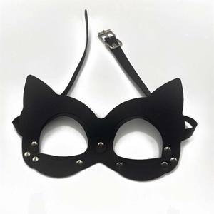 <span class=keywords><strong>Masque</strong></span> de renard en cuir PU noir pour cosplay, jeu pour adultes, Halloween, carnaval, mascarade, BDSM, bondage, bandeau sexy de lapin - Product Image 2