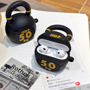 Nueva funda de silicona para <span class=keywords><strong>auriculares</strong></span> 3D con mancuernas de 50 KG para <span class=keywords><strong>Apple</strong></span> <span class=keywords><strong>Airpods</strong></span> 4 Pro 2 3, funda con hebilla de anillo para <span class=keywords><strong>auriculares</strong></span>, bonitas fundas negras de goma - Product Image 3