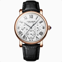 Montre à quartz multifonction haut de gamme à trois yeux et six aiguilles, best-seller transfrontalier, en cuir authentique, 42 mm, étanche