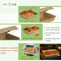 Boîte alimentaire jetable en pulpe de bambou, type coquille, 6.89"x3.54"x3.31", compostable, pour plats à emporter, compatible micro-ondes, vente en gros