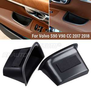 Boîte de rangement pour poignée latérale de porte de voiture, 2 pièces, en plastique ABS noir, ajustement direct pour Volvo S90 V90 CC 2017 2018 - Product Image 1