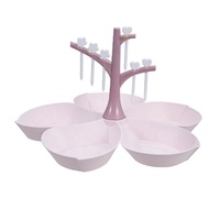 Assiette à collation en treillis en plastique en forme de fleur plateau à fruits avec fourchettes pour bonbons et plateau de fruits/bol
