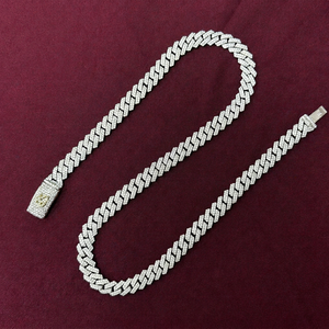 Chaîne gourmette Miami Cuban Link personnalisée plaquée or avec moissanite VVS 10MM, collier de luxe pour homme, bijoux hip-hop glacés, collier statement - Product Image 1