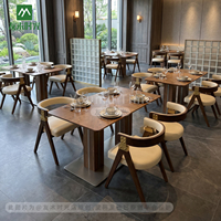 Ensemble de mobilier de restaurant extérieur commercial moderne en aluminium, table et chaises pour hôtel, villa, complexe hôtelier, vente en gros, mobilier sur mesure