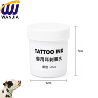 Encre de tatouage noire WANJIA pour marquage vétérinaire des animaux, compatible avec les pinces à tatouer, machine à tatouer les oreilles de lapin et de chien, usage en élevage porcin