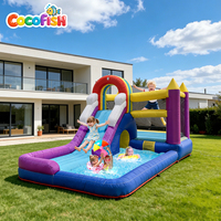 Château gonflable aquatique Cocofish avec toboggan et piscine, château gonflable arc-en-ciel Oxford pour enfants pour fête d'été en plein air
