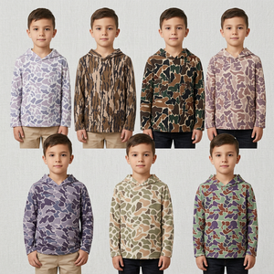 Pull molletonné personnalisable à manches longues et demi-fermeture éclair pour garçons, imprimé camouflage, col montant, vêtement décontracté - Product Image 5