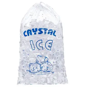 Sac de glace en plastique transparent de 8 lb imprimé personnalisé avec cordon de serrage