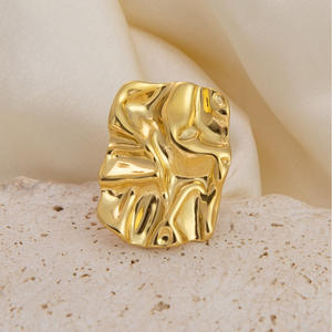 Plant Pattern Stainless Steel <b>Ring</b> 18K Gold Plated Women's Party Jewelry - Product Image 3