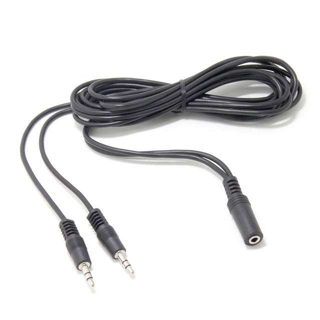 Male to Female 3.5mm Stereo Jack PVC Jacket Audio Y Splitter Cable for Speaker Headphone Microphone with Nickel Plated Conductor