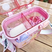 Gourde portable mignonne à double compartiment en paille pour enfants, idéale pour les boissons froides, pour hommes et femmes, pour la rentrée scolaire et les voyages en extérieur