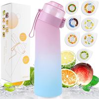 Bouteille d'eau aromatisée à l'air avec 7 anneaux d'arôme Bouteille d'eau sportive anti-fuite 650ml Fashion Straw Tritan Plastic Cup