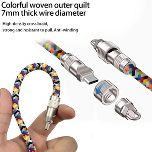Cable de datos tipo C trenzado de nailon de 1,2 M PD 60W 5A cuerda trenzada de color de carga rápida Cable cargador Usb C a tipo C para IPhone <span class=keywords><strong>Android</strong></span> - Product Image 5