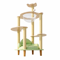 Grand arbre à chat respirant et résistant à l'humidité avec capsule spatiale transparente, lit-canapé pour animaux de compagnie, tour pour chat robuste et durable pour plusieurs chats