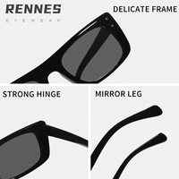 Lunettes de soleil unisexes de haute qualité Rennes UV400, monture en PC noire pleine bordure de luxe avec décorations à rivets pour l'ombrage du soleil en extérieur