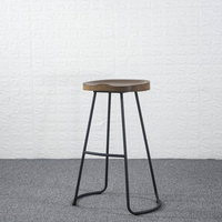 Tabouret de bar moderne minimaliste en bois massif et fer forgé, qualité commerciale, chaise haute de pub, sur mesure, fabriqué en Chine