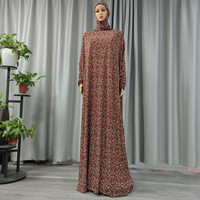Robe de prière pour femme malaisienne et indonésienne à prix abordable, imprimé floral, avec manches, une pièce