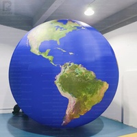 Globe terrestre gonflable de qualité commerciale éclairé par LED de 4 m, personnalisé avec une marque pour les salons professionnels, les campagnes marketing, les stands d'exposition