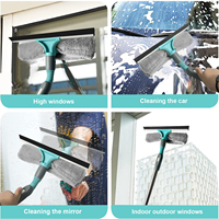 DOOSO Nettoyeur de vitres extensible, raclette de nettoyage de vitres domestique, éponge microfibre pour vitres
