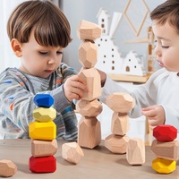 Blocs de construction en bois colorés pour enfants de 2 à 4 ans et de 5 à 7 ans, jouets de construction de pierres simulées pour garçons et filles