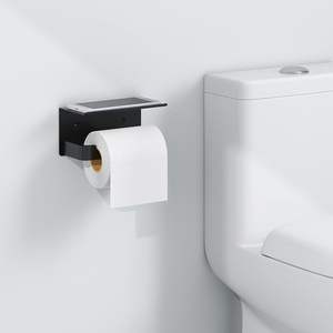 Práctico Portarrollos de Papel Higiénico de Plástico de Una Sola Capa, Montado en la Pared, Sin Perforaciones, con Soporte para Teléfono Móvil, Moderno, para Sala de Estar - Product Image 4