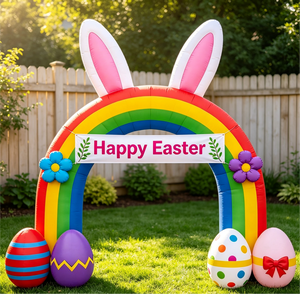 Colorful Inflatable Easter Bunny Arch Decoration With Egg Ornaments For Garden Lawn Storefront And Holiday Celebration - Product Image 3