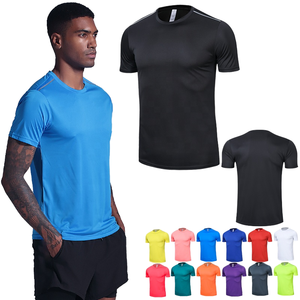 T-shirt de course pour homme à manches courtes, 100 % polyester tricoté, uni, respirant et anti-transpiration, coupe ajustée, style décontracté élégant - Product Image 2
