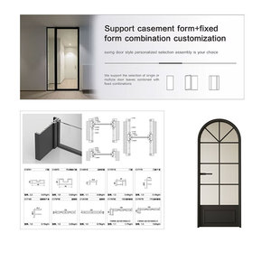 High Quality Custom Semicircular Arch <strong>Top</strong> Aluminum Frame Casement <strong>Door</strong> American Retro Style for Patio - Product Image 5