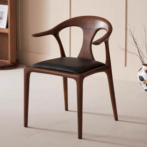 Nordic Solid Wood Rubberwood <b>Backrest</b> Dining Chair Chinese Modern Retro Duckbill Design Light Luxury Style Adult Use - Product Image 1