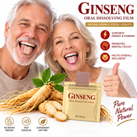 Film oral à dissolution rapide au ginseng OEM, Ginseng rouge coréen Panax, Eleuthero, Rhodiola, Ginsénosides extra-forts, Film oral à dissolution rapide