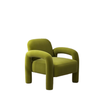 Fauteuil d'appoint moderne Fauteuil rembourré en velours vert confortable Canapé simple Chaise tonneau tuftée pour la lecture pour le salon