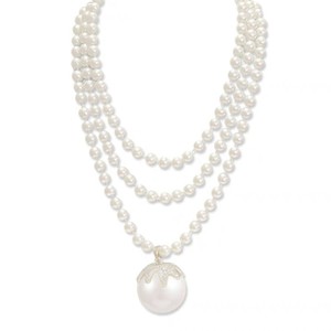 Korean Style Double Layer Pearl Necklace AAA Grade Large Pendant U-Shaped Chain Everyday Wear - Product Image 5