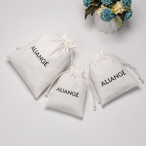 Tùy Chỉnh Thân Thiện Với Môi Tái Sử Dụng Tự Nhiên Bông Dây Kéo Pouch Đồ Trang Sức Màu Trắng Bao Bì Túi Vải Có Thể Tái Chế Sử Dụng Cho Vớ - Product Image 3