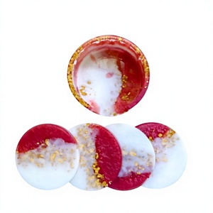 Handmade <b>Epoxy</b> <b>Resin</b> Coaster Set Luxury Home Decor Artistic <b>Resin</b> Drink Coasters Modern <b>Table</b> Accessories - Product Image 1