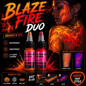 <span class=keywords><strong>Tinta</strong></span> de Tatuaje UV de 15 ml/Botella, Pigmento Fluorescente Reactivo a la Luz Negra, 12 Colores Neón Vibrantes Disponibles para <span class=keywords><strong>Tatuajes</strong></span> Artísticos - Product Image 1